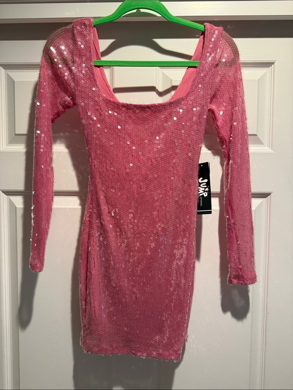 🎀 Jump Pink Sequin Long Sleeve Bodycon Mini Dress 🎀